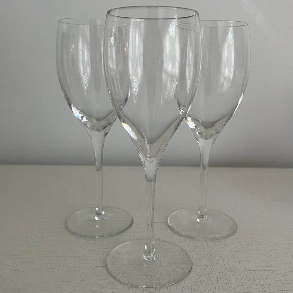 Val Saint Lambert Crystal Wine Glasses Set of 3